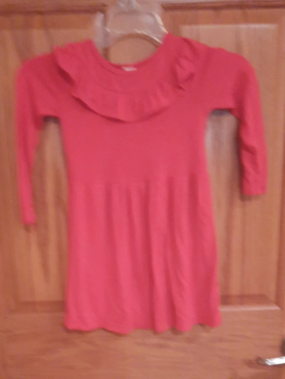 Carter's Girls Red Long-Sleeve Ruffle Neck Dress